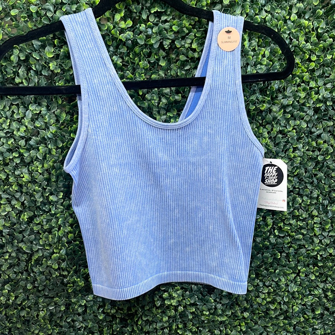 Baby Blue Stretch Crop Top