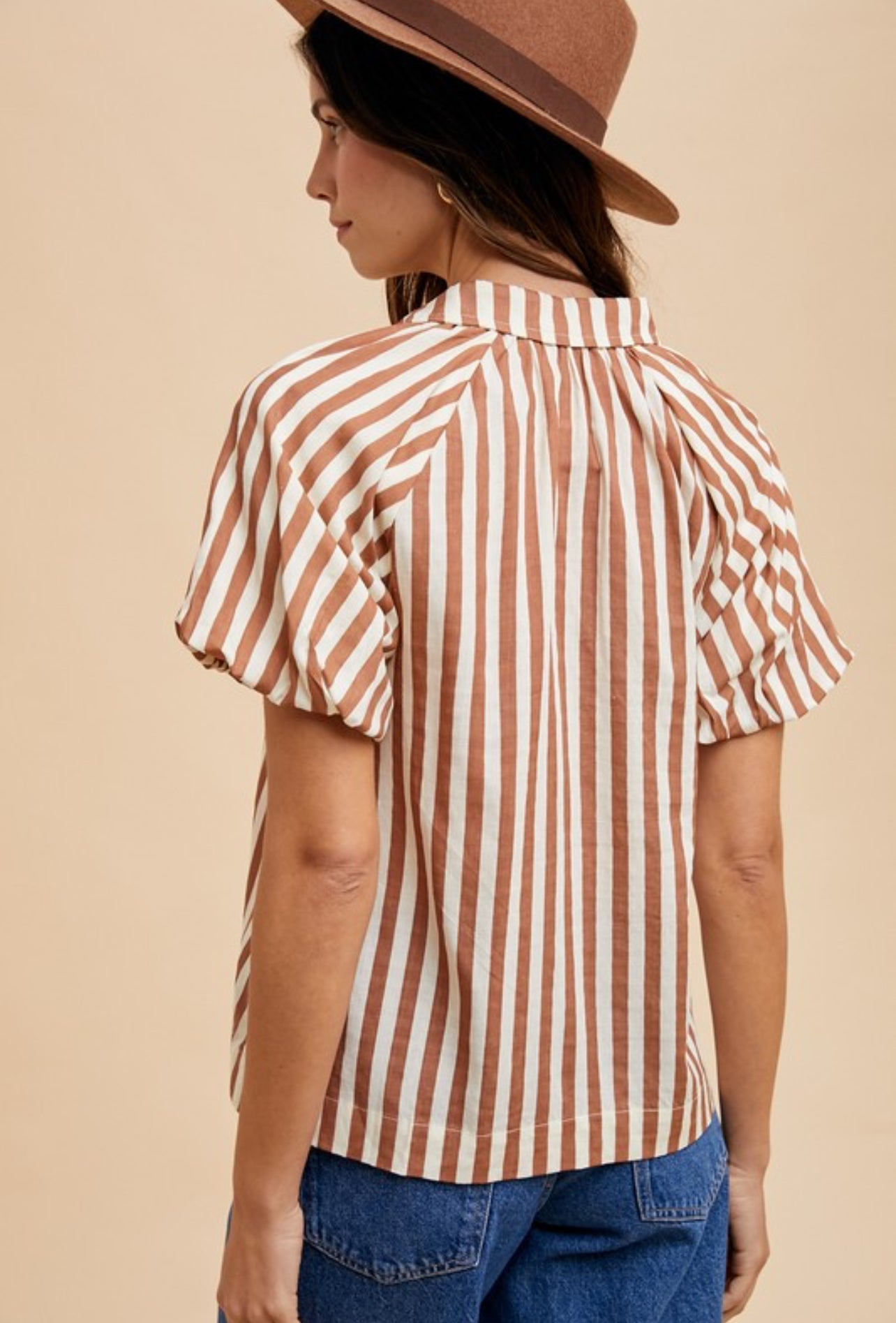 Western Fall Bubble Sleeve Top