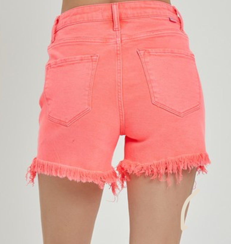 Coral Cross Button Shorts