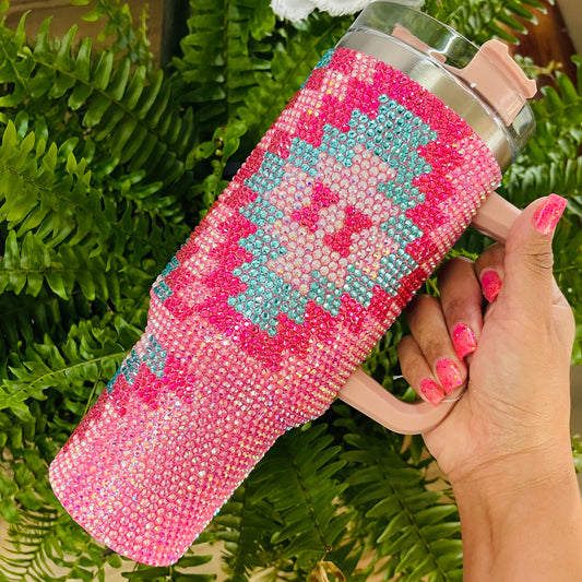 Pink Aztec Bling Tumbler