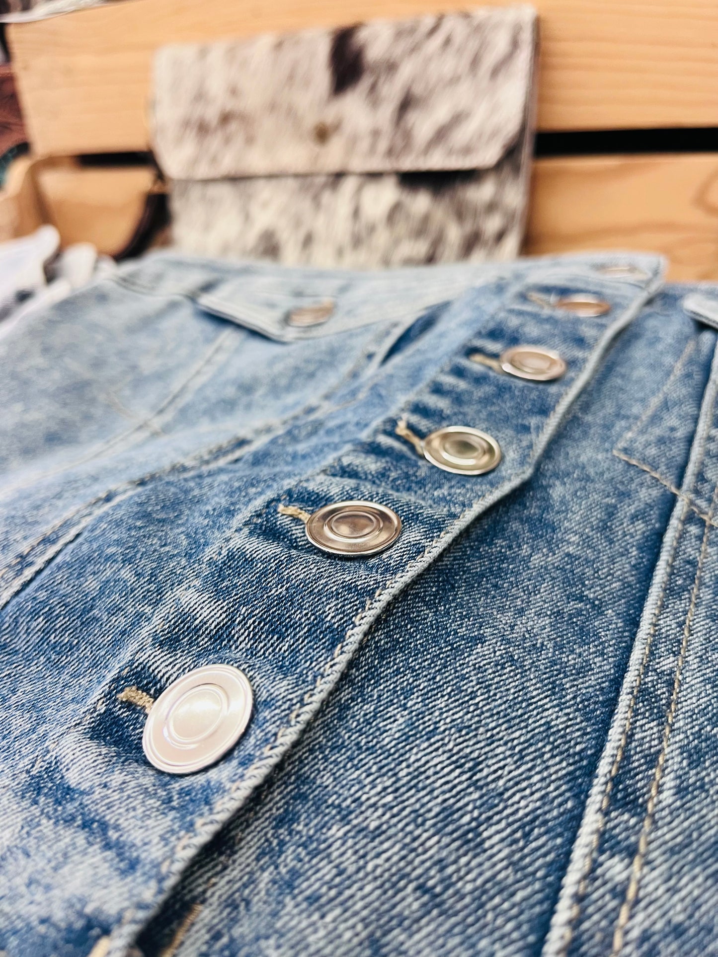 Danni Denim Button Top