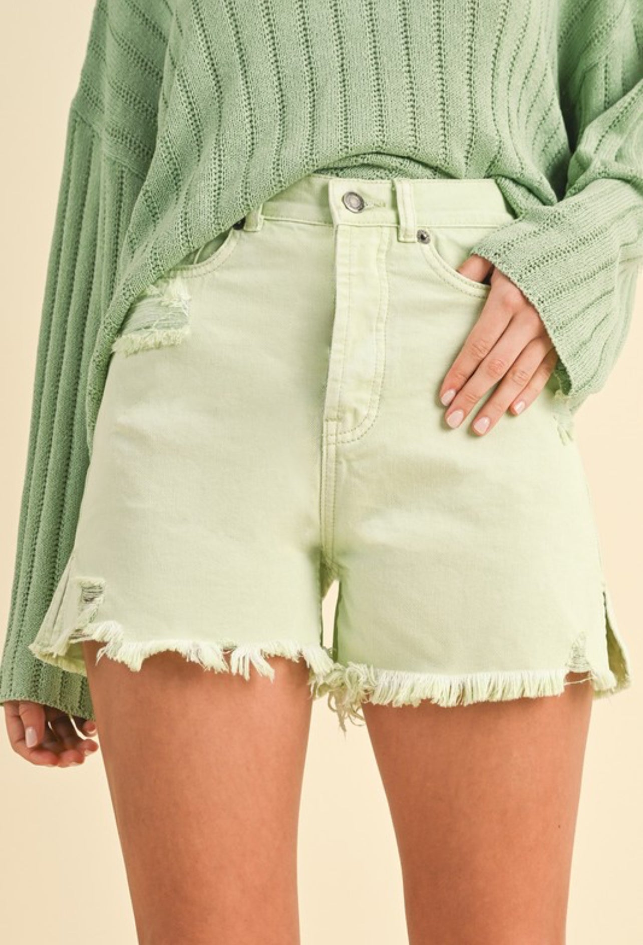 Lime Green Denim Shorts