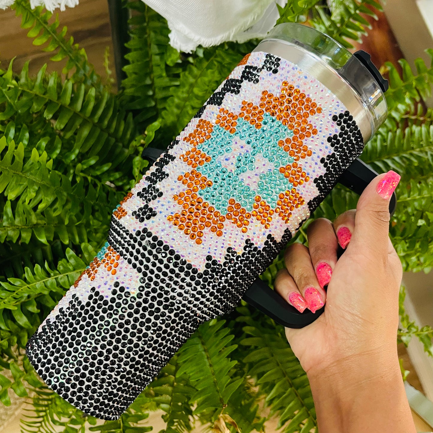 Black Aztec Bling Tumbler