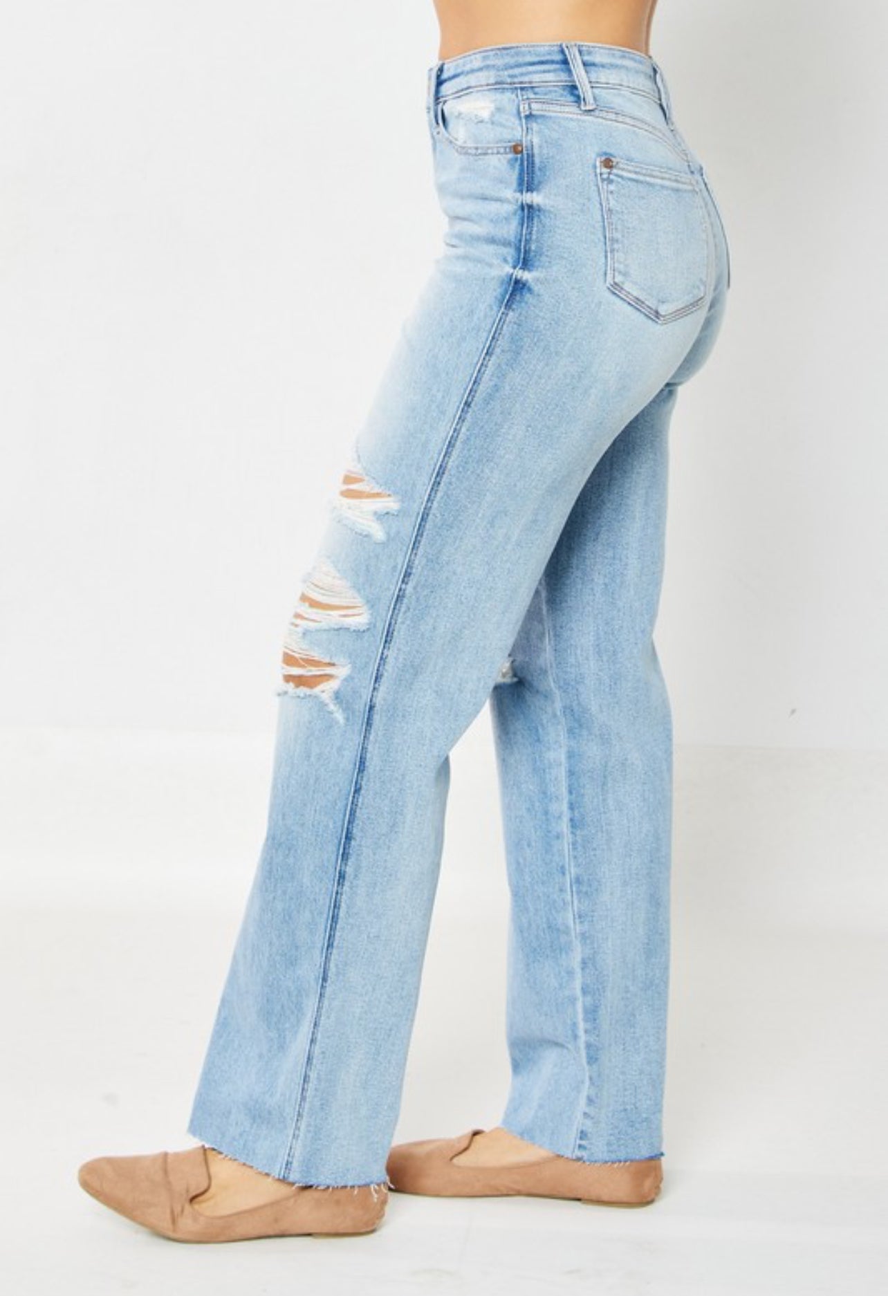 Colored Striped Ripped Jeans