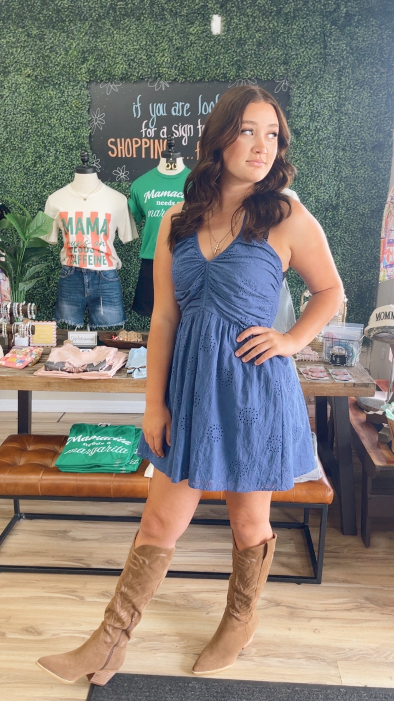 Kelsey Halter Eyelet Dress