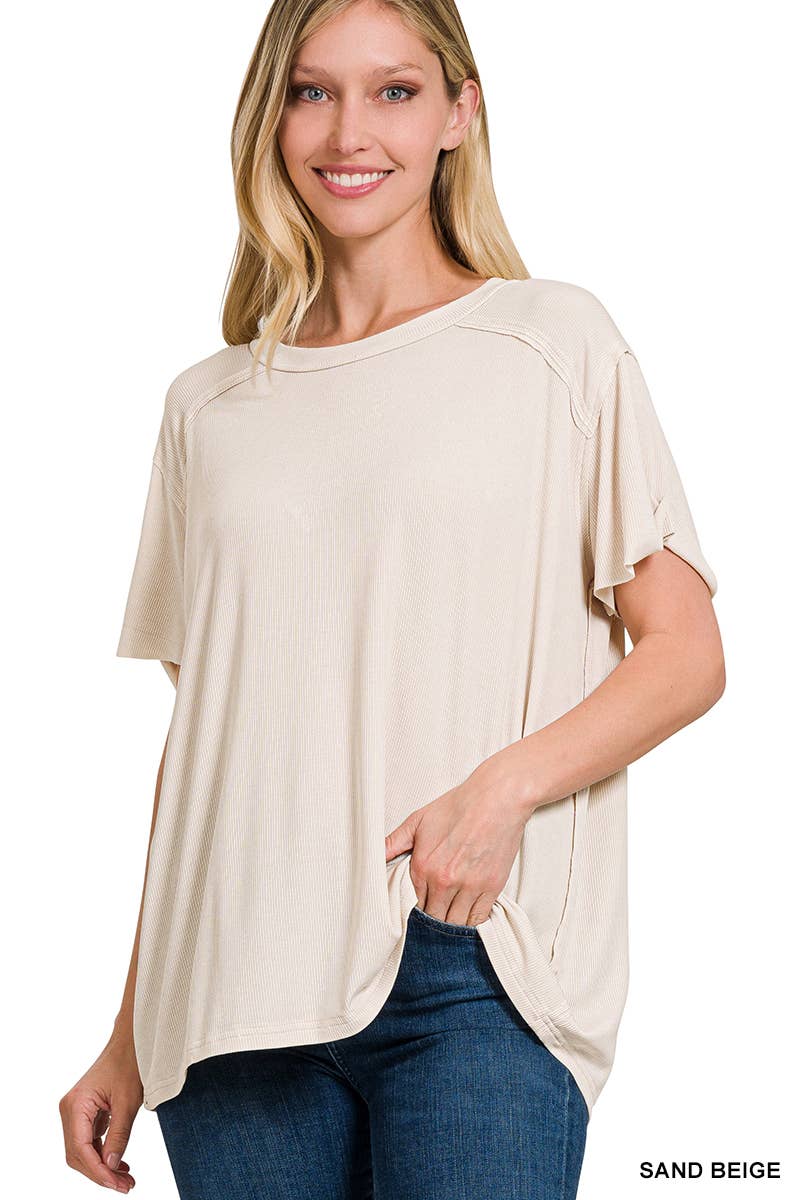 Washed Ribbed Short Sleeve