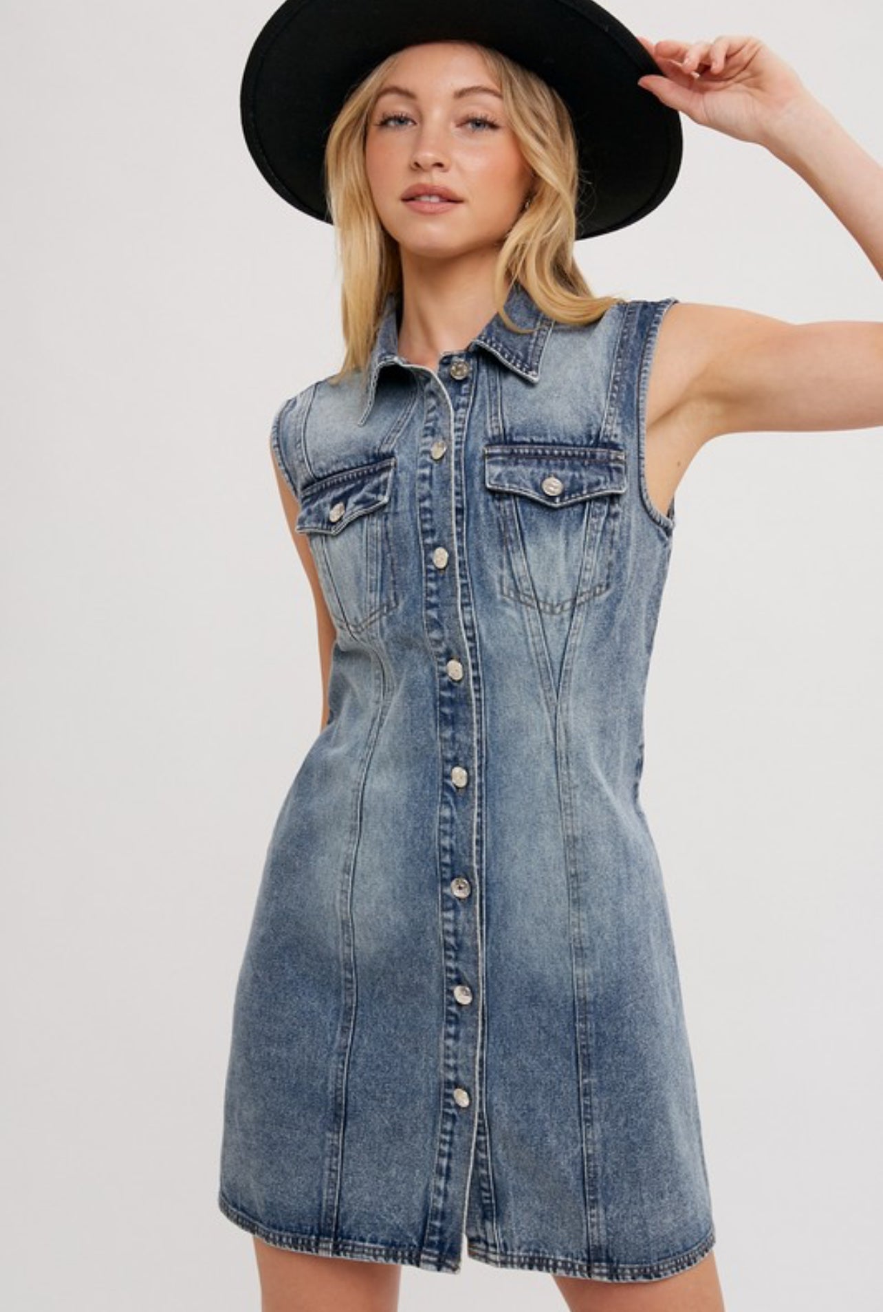 Denim Button Dress