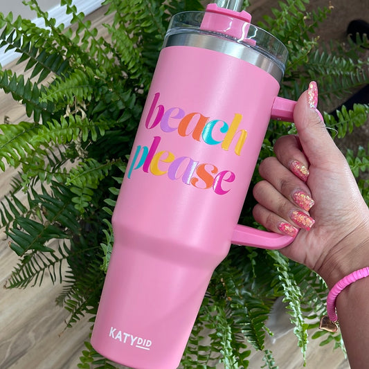 Beach Please Pink Tumbler