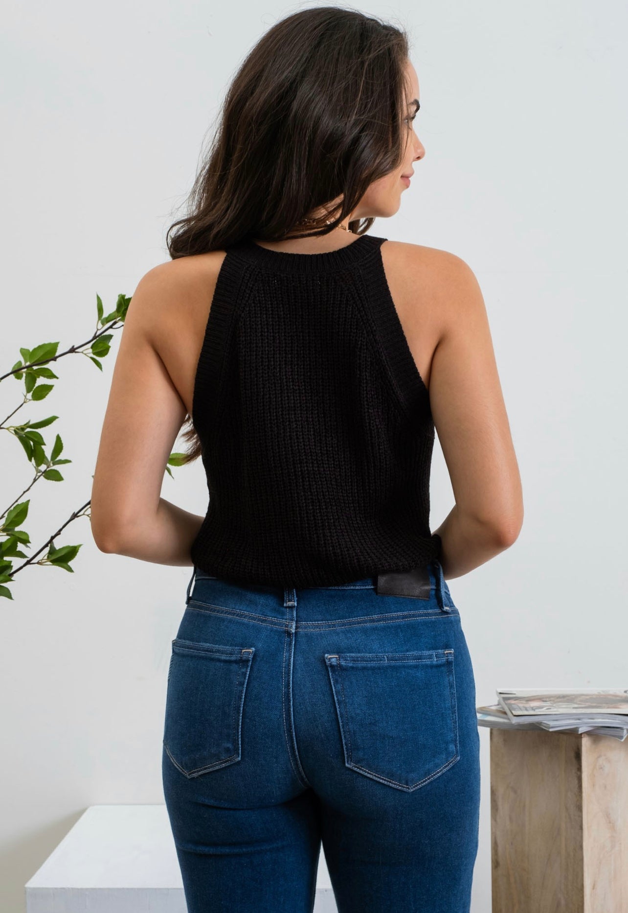 Black Sweater Halter Top