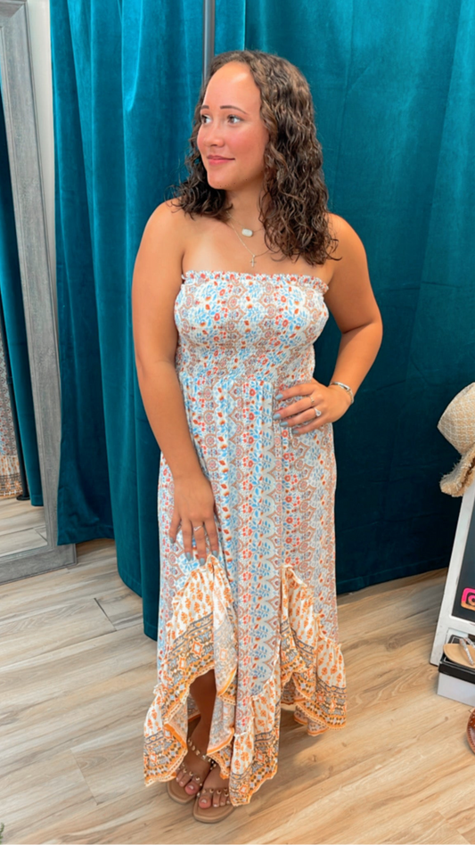 Addie Floral Strapless Dress