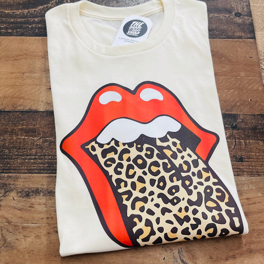 Red Lips and Cheetah Tee