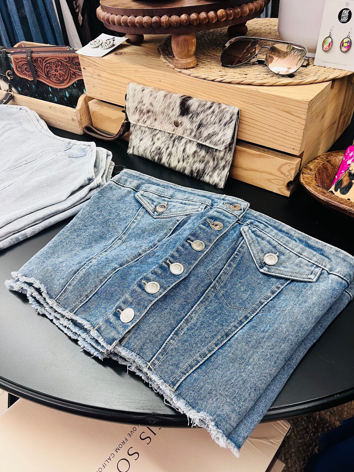 Danni Denim Button Top