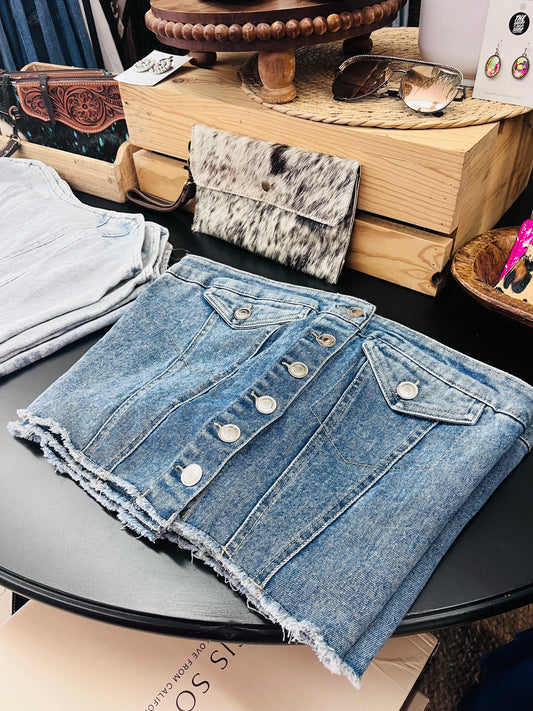 Danni Denim Button Top