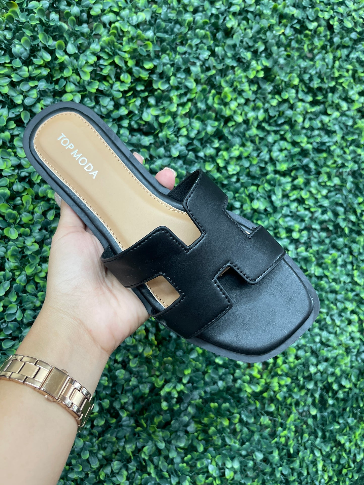 Fuax Leather H Strap Sandal