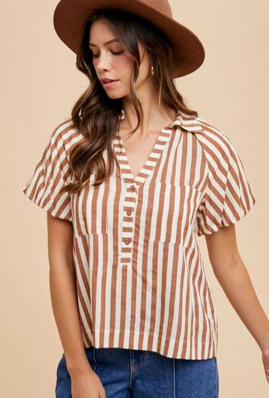 Western Fall Bubble Sleeve Top