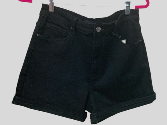 Black Stretch Denim Shorts