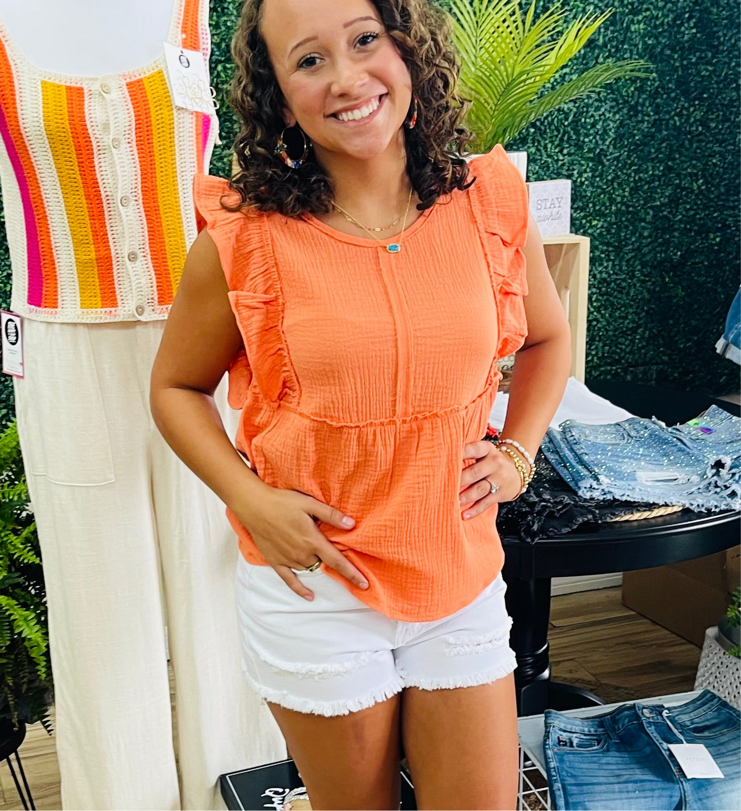 Ruffle Orange Top