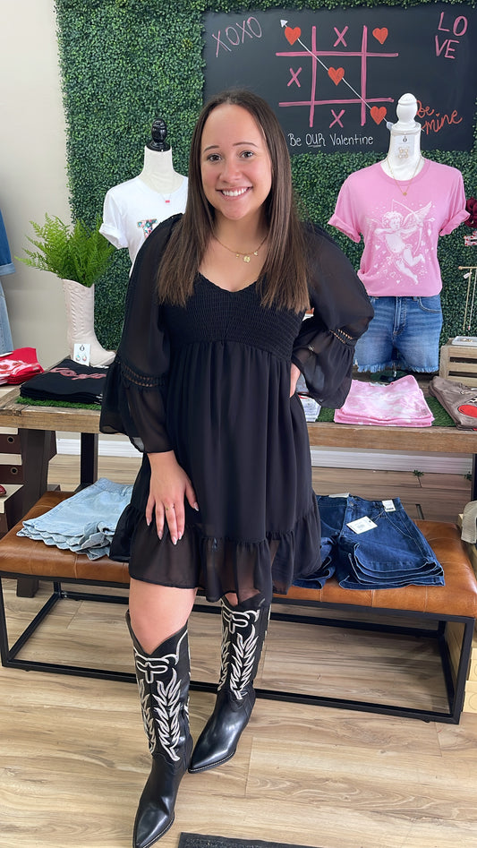 Bubble Sleeve Midnight Dress