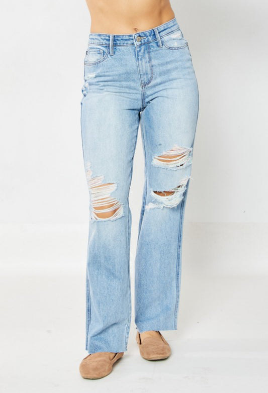 Colored Striped Ripped Jeans