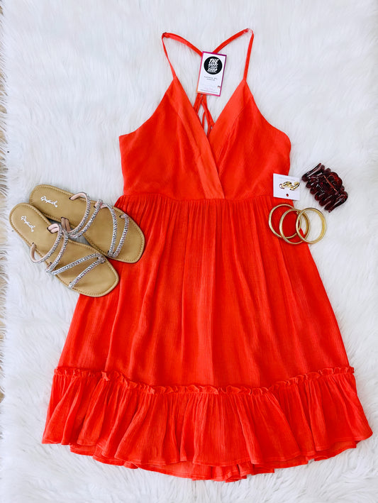 Coral Ruffle Dress