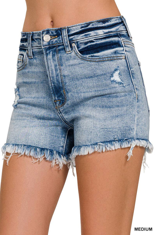 Frayed Light Wash Shorts