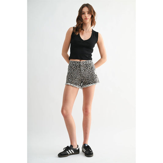 HIGH RISE LEOPARD SHORTS
